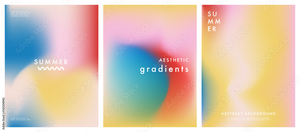 Summer aesthetic elegant pink, yellow and turquoise gradient backgrounds for premium event posters, cards, social media and wedding templates. Subtle aura backdrop. Iridescent aura pastel rainbow mesh