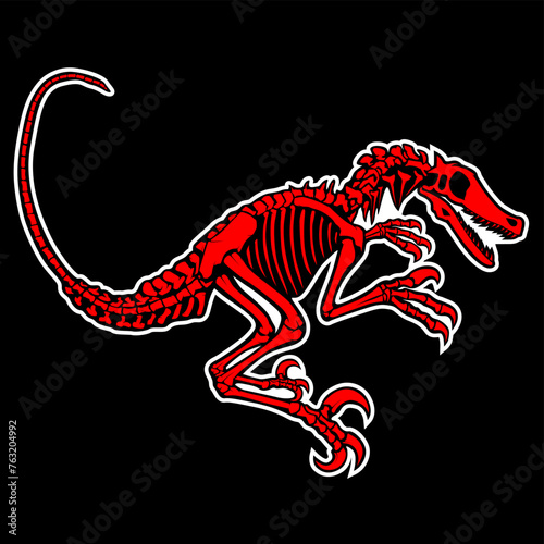 Full body vector of dinosaur bones isolated on black background