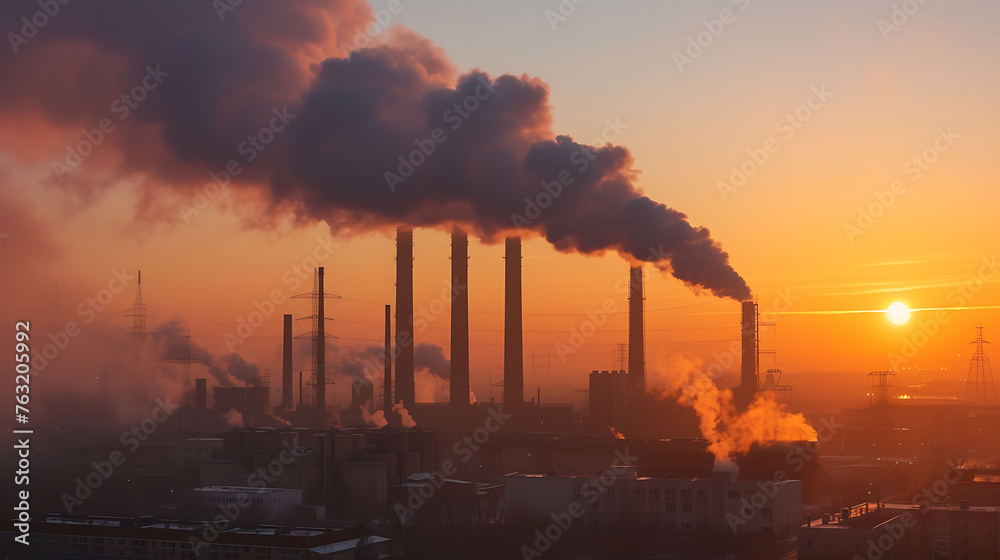 Pollution Factory Smoke in Air with Sky Bad for the Environment Pollution Factory Smoke in Air with Sky Bad for the Environment