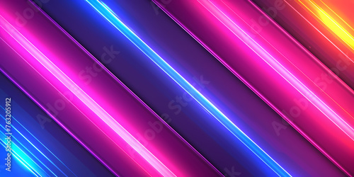 Digital Wallpaper, Abstract Neon Background, Pink Blue Yellow Colorful Glowing Lines - A Colorful Lines On A Black Background
