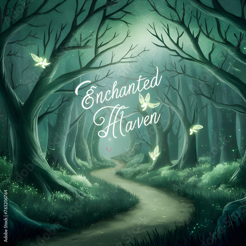 Glowing forest with enchanted haven
