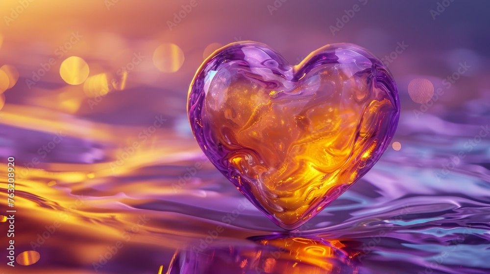 3D Heart in Purple and Yellow 3D Heart in Purple and Yellow
