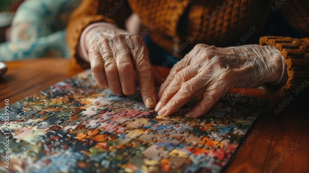 Caregiver Helping Senior with Puzzle Caregiver Helping Senior with Puzzle