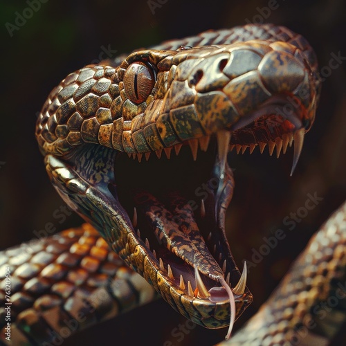 a snake with its mouth open