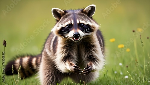 A Raccoon With A Playful Demeanor Frolicking In A Upscaled 8 © Momina