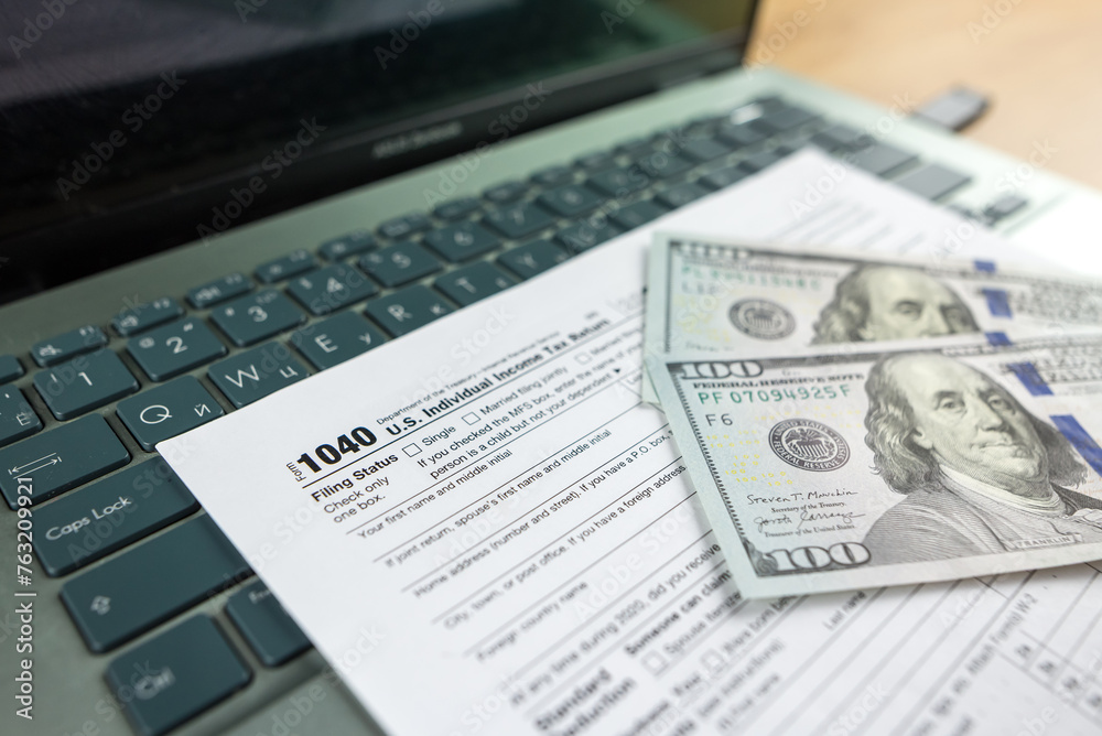 Tax form 1040 U.S. Individual Income Tax Return. Tax form 1040 U.S. Individual Income Tax Return.