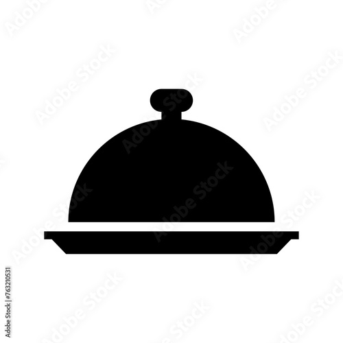 Food tray cover symbol icon on Black and White Vector Graphic.
