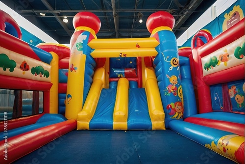 Vibrant Colorful Inflatable Bouncy Castle Indoor Playroom