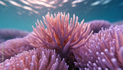 Macro closeup of beautiful natural purple corals 3D