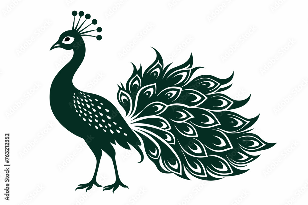 Peacock vector silhouette white background Peacock vector silhouette white background
