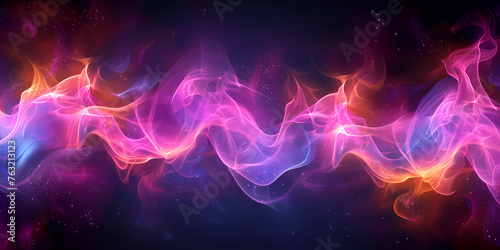 Abstract Neon Background, Pink Blue Light, Glowing Wavy Lines, Modern Fashion Ribbon Concept, Loops And Curves - A Colorful Smoke In The Dark photo