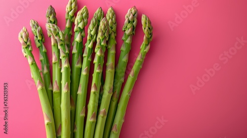 Green Asparagus on Pink Background