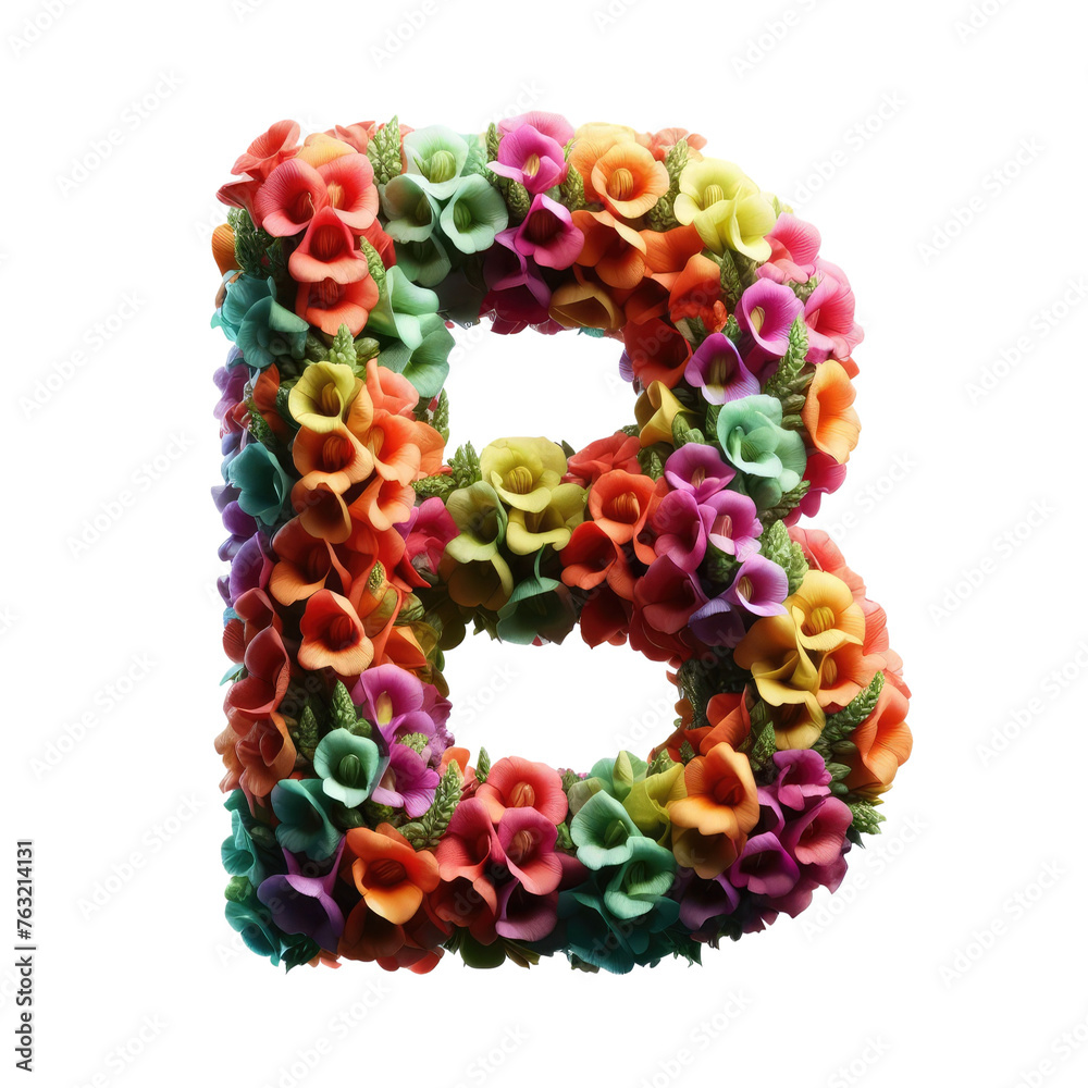 Isolated Floral Letter on a Clear PNG Canvas, Generative AI Isolated Floral Letter on a Clear PNG Canvas, Generative AI