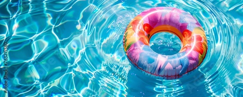 Inflatable Ring Drifting in Water Pool photo