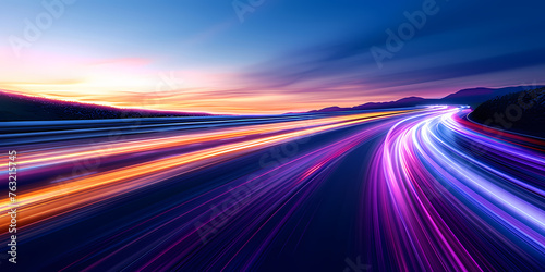 Stunning Aesthetic Wallpaper - A Road With Colorful Streaks Of Light