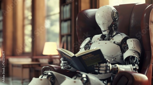 Robot Reading Book in Chair