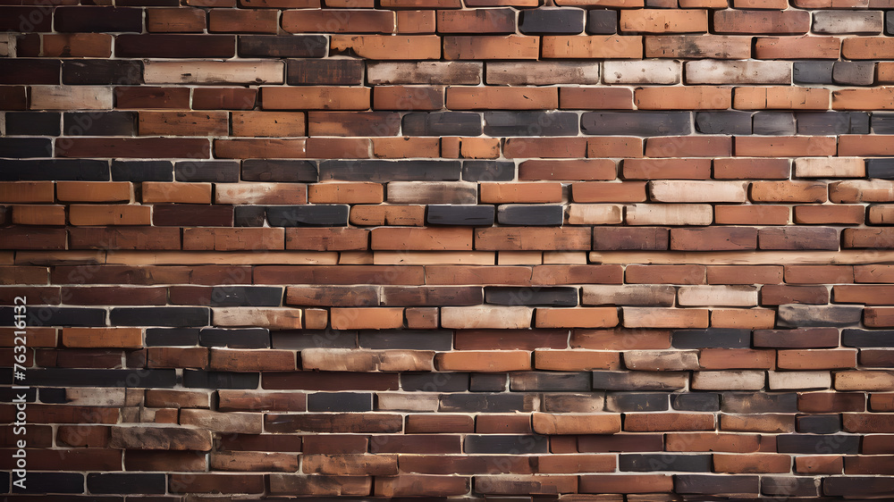  brick wall may used as background. brick wall, dark background for design. AI generated image, ai.