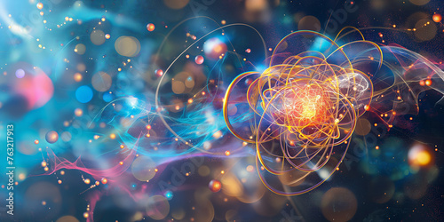 Abstract Quantum Physics Concept Illustration with Vibrant Particle Visuals © zakiroff