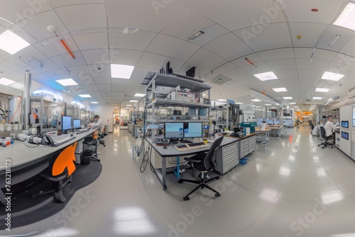 Modern Neuroscience Research Lab: Panoramic View with Researchers