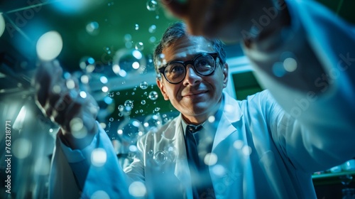 Wallpaper Mural Chemical experiment by goggled inventor beaker bubbling Torontodigital.ca