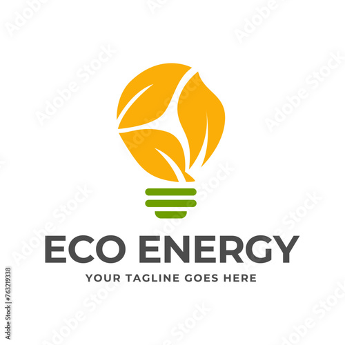 Eco light bulb nature logo vector flat design. Energy saving lamp symbol.