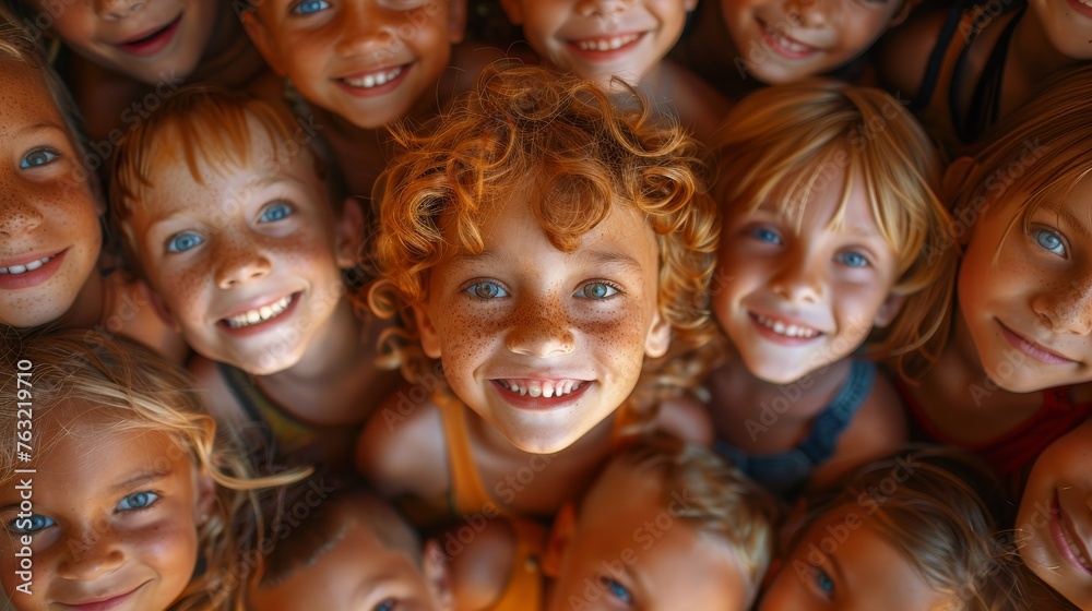 Obraz premium big group of happy children are smiling