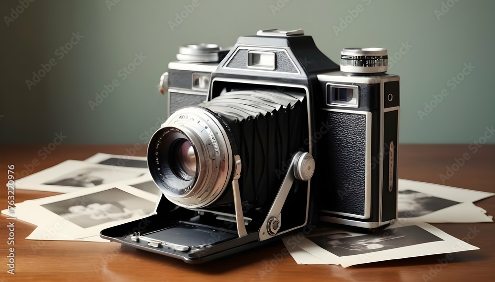 A Vintage Film Camera With A Stack Of Developed Ph Upscaled 4