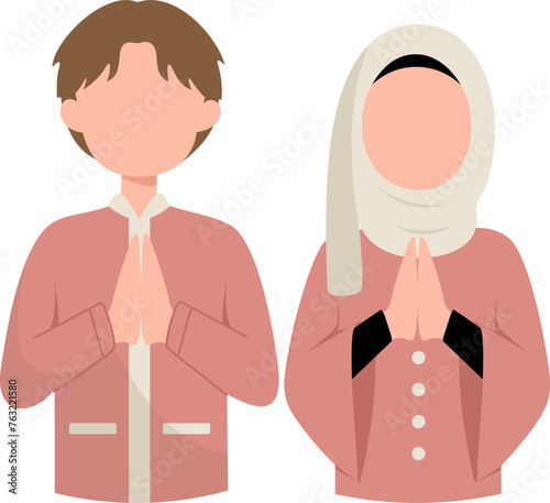 Muslim Couple Greetings Eid Mubarak