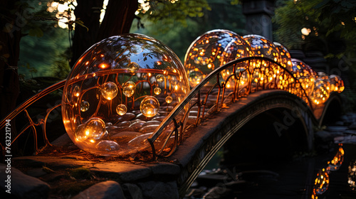 A light, elegant bridge, thrown over a noisy river, like a thread of a pearl neckla photo