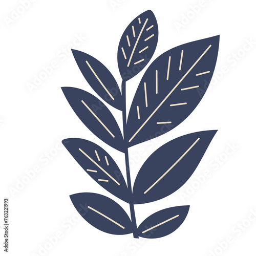 Simple Doodle Plant Branch with Leaves Icon. Doodle Isolated Floral Symbol Element Design.	
 photo