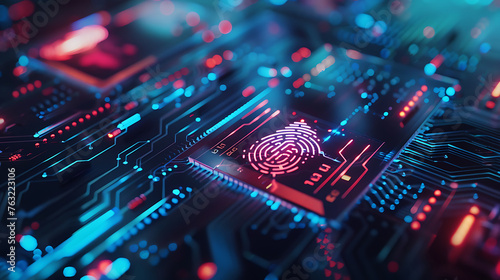 Card data protection with biometric technology concept. Fingerprint Scan Identification system security concept. Banking financial protection. Security. Generative Ai