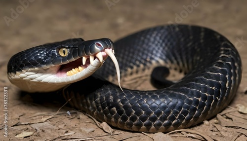 A King Cobra With Its Fangs Bared Ready To Inject Upscaled