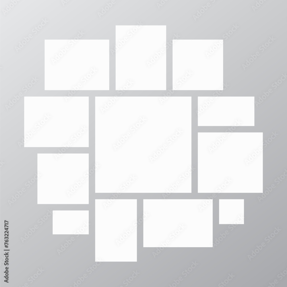 Template collage of twelve frames, images, photo Template collage of twelve frames, images, photo
