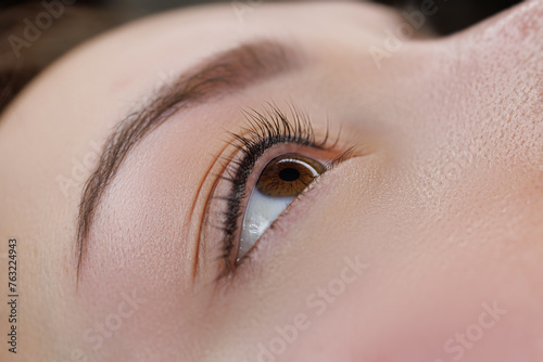Eyelashes after permanent makeup. PMU eyelashes, permanent eye makeup