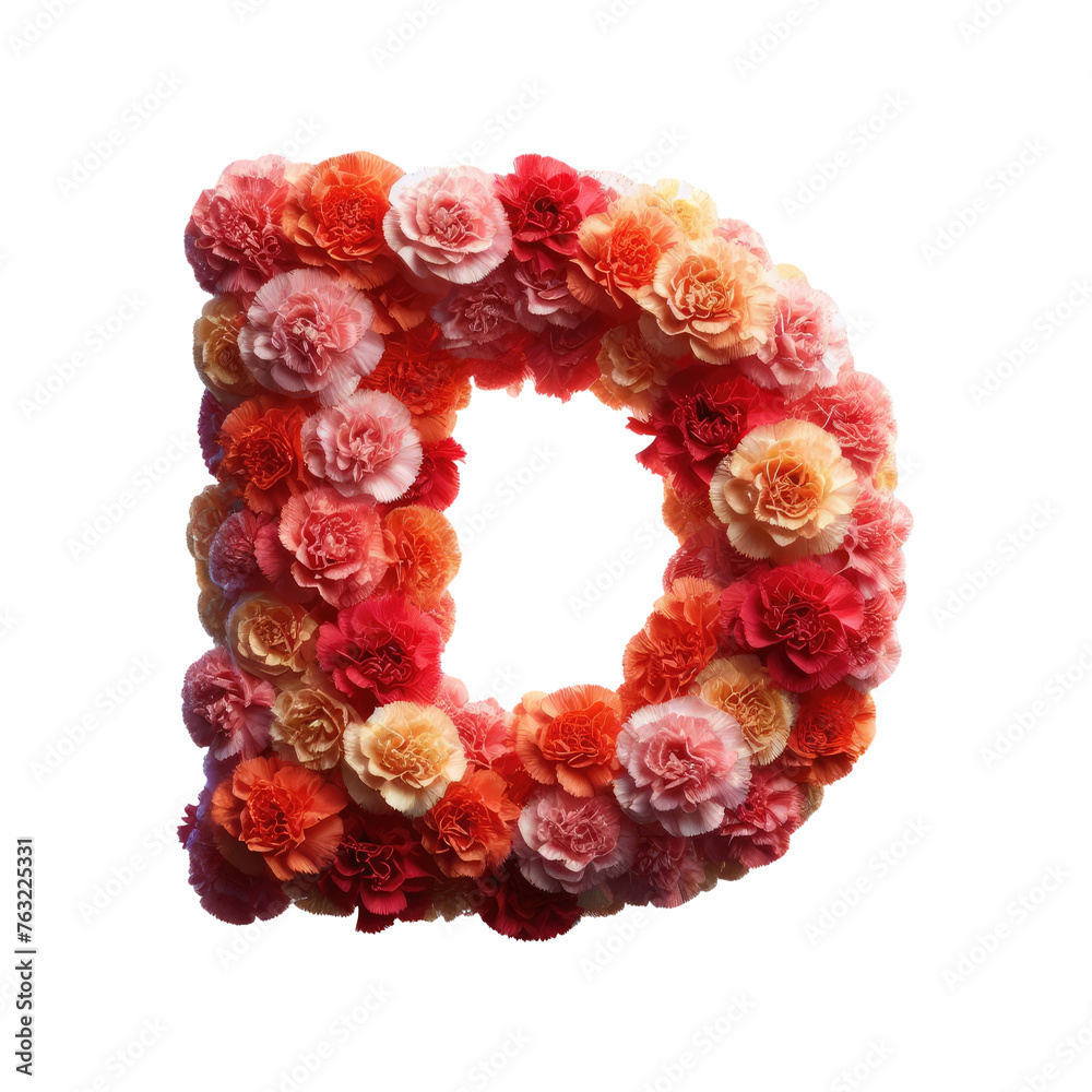 Isolated Floral Letter on a Clear PNG Canvas, Generative AI