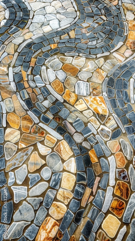 Intricate stone mosaic pattern