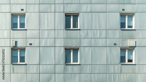 Modern building facade with pattern of windows