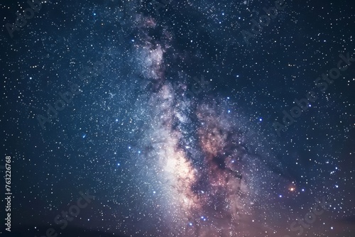 Romantic night sky with a galaxy backdrop filled with twinkling stars and soft nebulae.