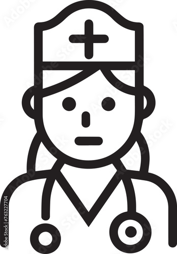 nurse linear icon black on white background, clean, simple,