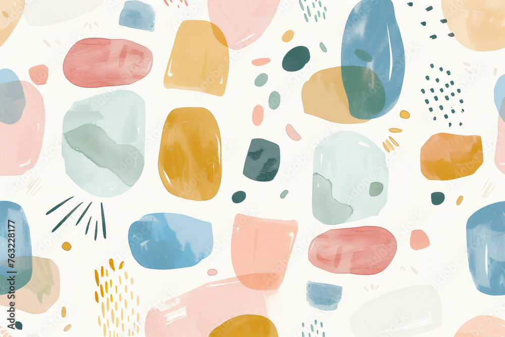 Abstract painted figurs and textured circular shapes on a rough plaster wall. Contemporary art concept for interior design and decorative backgrounds. Abstract painted figurs and textured circular shapes on a rough plaster wall. Contemporary art concept for interior design and decorative backgrounds.