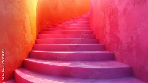 Vibrant colored staircase with a gradient effect