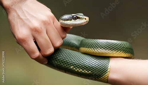 A Snake Wrapped Around A Human Arm In A Friendly Upscaled 4