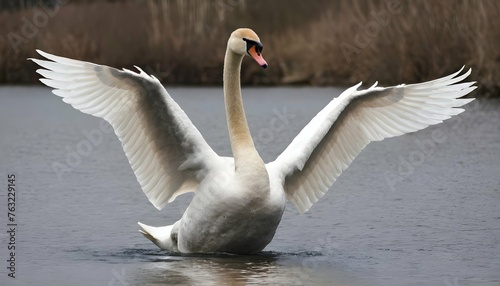 A Swan With Its Wings Spread Wide Showing Off Its Impressive Wingspan (1)