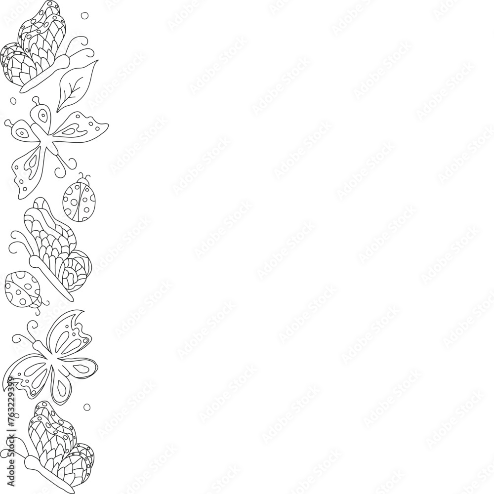 Spring frame with butterflies. butterflies background. drawn spring illustration Spring frame with butterflies. butterflies background. drawn spring illustration