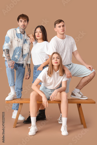 Group of stylish young peop...