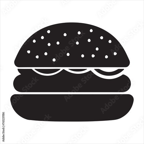 hamburger , black isolated silhouette, Fast food icon. Vector illustration, Burger vector silhouette illustration, Burger Food vector