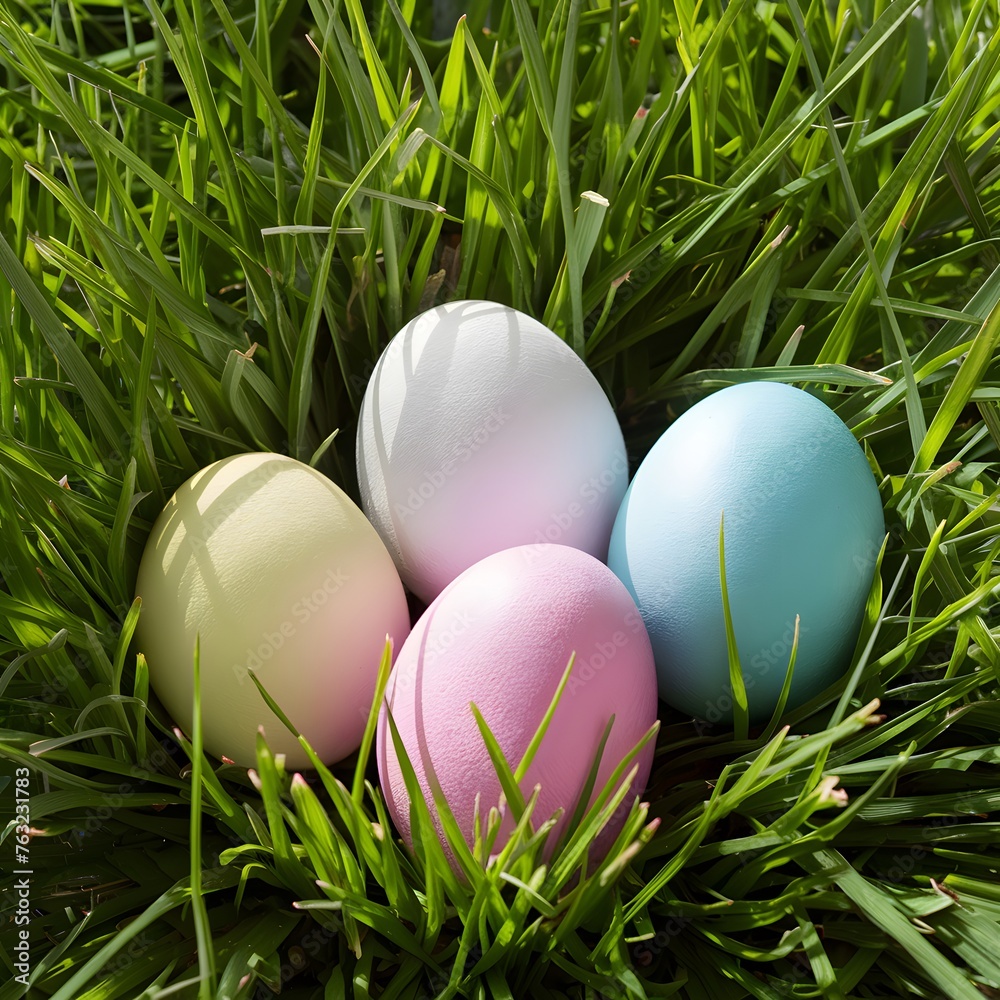 Pastel Easter Eggs nestled in fresh green grass under sunlight For Social Media Post Size Pastel Easter Eggs nestled in fresh green grass under sunlight For Social Media Post Size