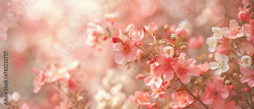 A close up of pink flowers with a soft pink background © IonelV