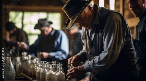 Prohibition-era bootlegging hidden stills in barn moonshiners work