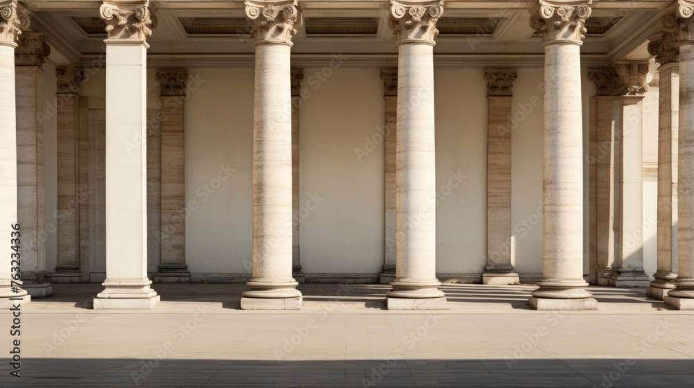 Doric columns at various decay stages illustrating time's toll